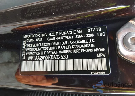 2019 Porsche Cayenne из США, поврежденный, VIN WP1AA2AYXKDA02530